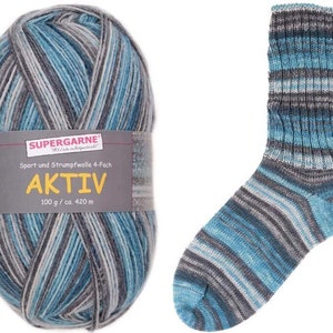 Supergarne Sock Yarn Aktiv 4-ply superwash  100g/459yd Ireland III 4162 FREE shipping (any two+)