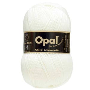 Opal Sock Yarn Uni Solid, 100g/465 yds #2620 white FREE shipping (any two+)