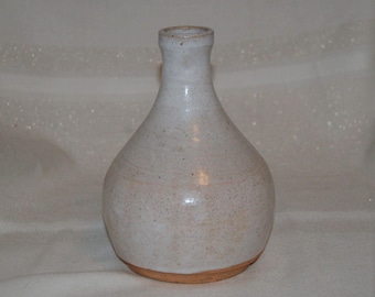 John Kilburn Signed Art Pottery Vase White Speckled Bud Vase