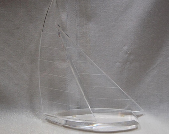 Mid-Century Modern Signed Lucite Decorative Sail Boat
