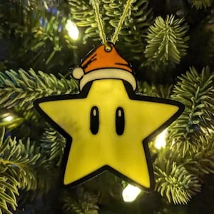 Super Mario Star Bauble | Nintendo Christmas Ornament | Mario Bros Holiday Decor | Gamer Tree Decoration | Power-Up Star
