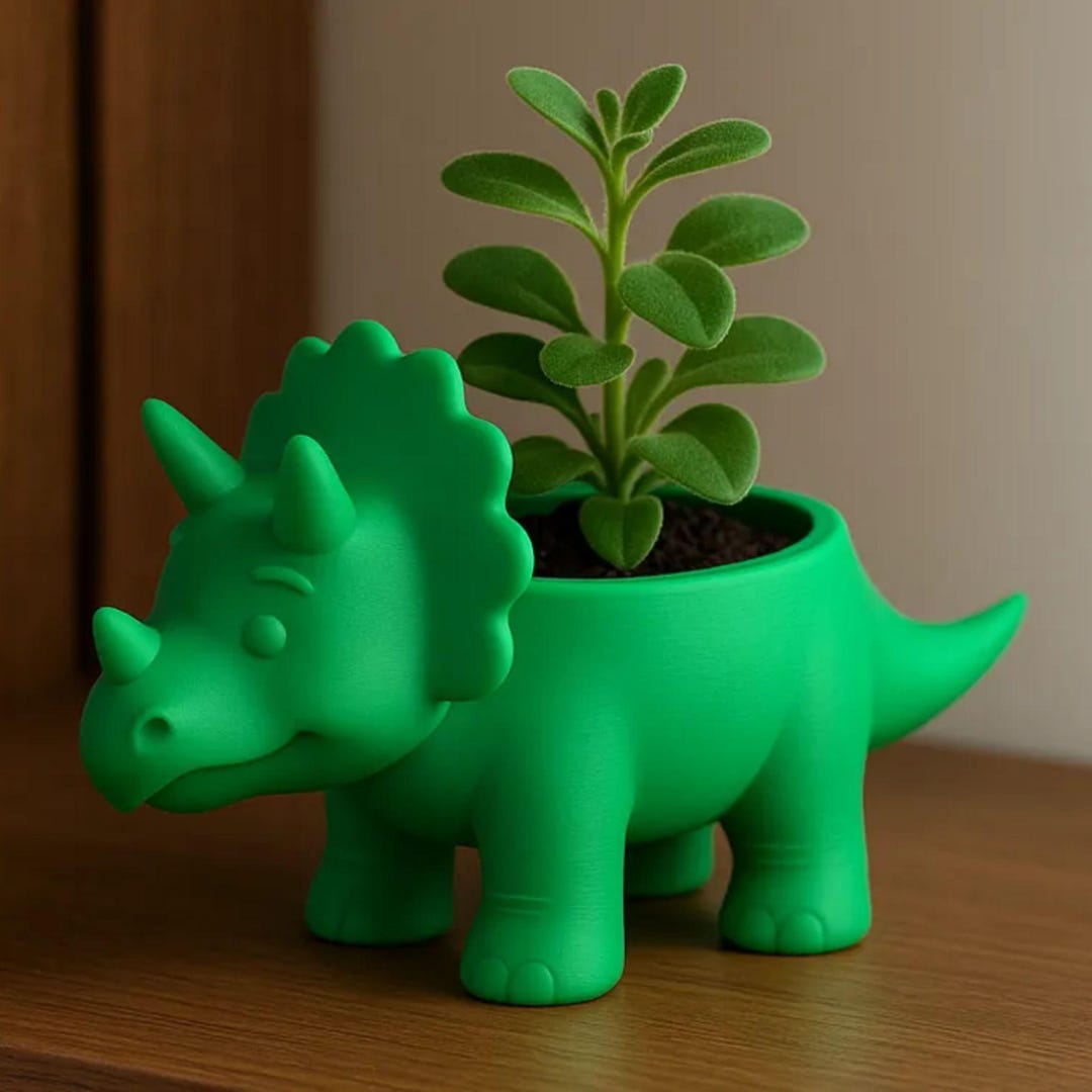 Triceratops Dinosaur Plant Pot – Cute Dino Planter for Succulents ...