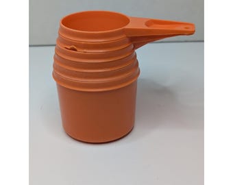 Vintage Tupperware Orange Measuring Cups Set 6 Pc Nested Measuring Scoops Retro