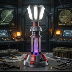 Red Alert Prism Tower LED Desk Lamp, Voice Control, Rotating Light, C&C Gift