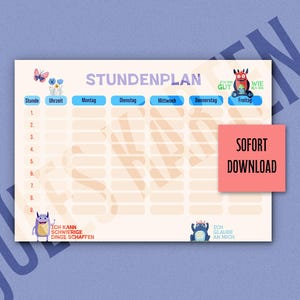 Orario scolastico in PDF l Affermazione l Bambini forti l Scarica PDF l DIN A4 l Apprendimento positivo l Inizia la scuola con forza