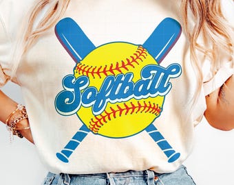 Retro Softball Game Day PNG: Trendy Team Design (Digital Download)