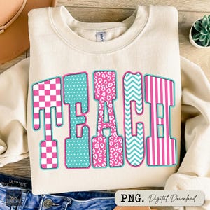 Retro Checkered Teacher PNG: Back to School Sublimation Design (Digital Download)