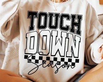 Touchdown Season PNG: Checkered Football Mom Design (Digital Download