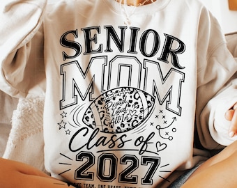 Senior Mom Football Png, Class Of 2027 Leopard Football Sublimation, Proud Loud All In Design, Football Mom Digital Download