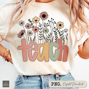 Preppy Teacher Floral PNG | Teacher Wildflowers Png | Teacher life Png | Teacher Appreciation Gift Png | Back To School Png