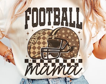 Retro Football Mama PNG: Design xadrez do dia do jogo (download digital)