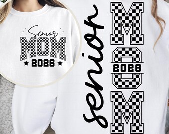 Senior Mom 2026 Checkered PNG: Sublimation Design (Digital Download)