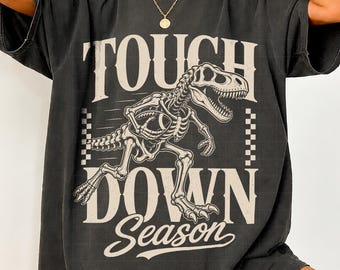 Touchdown Season Png, Skeleton T-Rex Football Sublimation, Dinosaur Football Retro Png, Football Digital Download