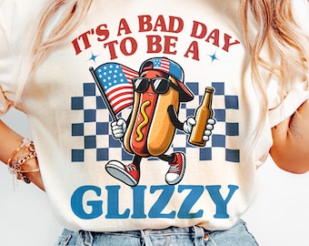 Funny 4th of July Hotdog PNG: Retro Glizzy Sublimation (Digital Download)
