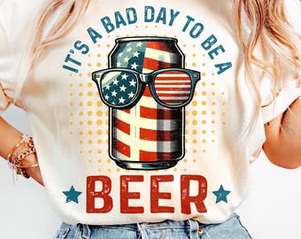 Cerveza divertida del 4 de julio PNG: Diseño patriótico retro (descarga digital)