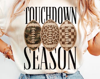 Touchdown Season Png, Camo Leopard Checkered Football Png, Football Season Sublimation Design, Game Day Digital Download
