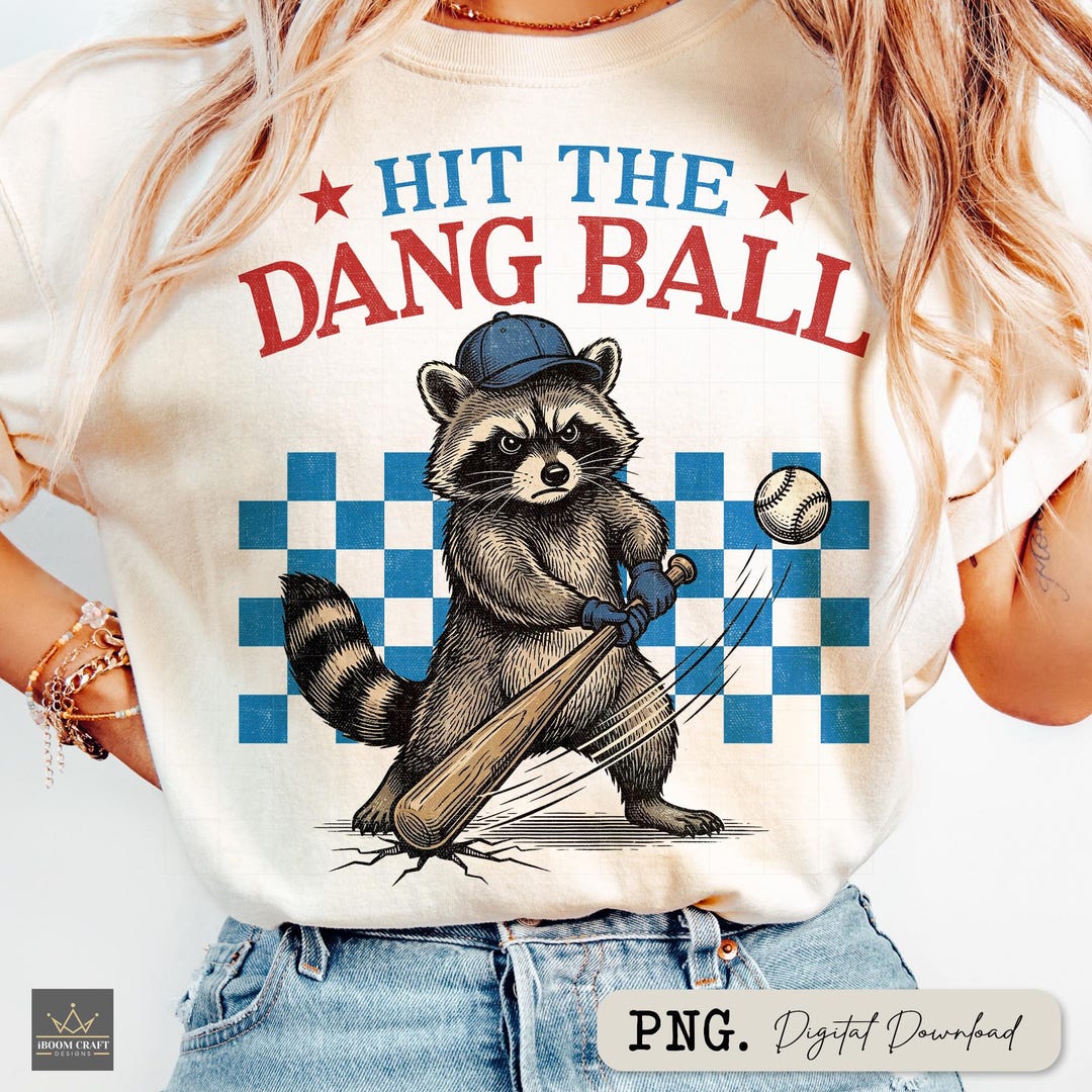 Baseball Raccon Raccoon Baseball PNG, Funny Vintage Sports Shirt Design (digital ...