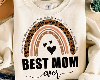 Mom Ever Leopard Rainbow PNG, Mom Life Design (Digital Download