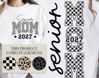 Senior Mom 2027 Png Bundle, 12 Designs Leopard Checkered Png, Senior Mom Sublimation Set, Class Of 2027 Digital Download