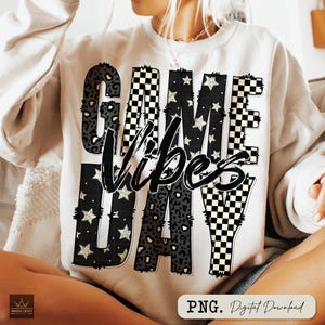 Checkered Game Day Vibes PNG, Checkered Game Day Shirt Png, Game Day Checkered School Sport Sublimation Png, Trendy Football Season Png