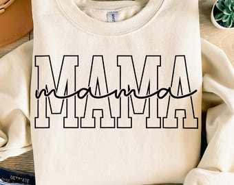 Mama Est 2025 Varsity Letters PNG: Mom Graphic Tee (Digital Download)