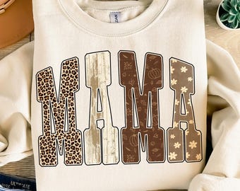 Mama Fall PNG: Preppy Leopard Pumpkin Sublimation Design (Digital Download)