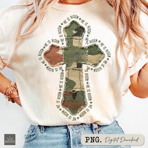 Camo Patchwork Cross PNG, Rustic Faith Easter Sublimation Design (Digital Download)