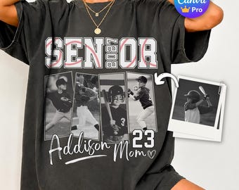 Custom Photo Baseball Senior Mom Canva Template, Personalized Class Of 2027 Shirt Design, Editable Graduation Photo Design