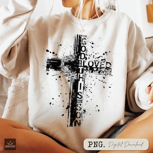 For God So Loved the World That He Gave His Only Son PNG | Christian Cross Design Png | John 3:16 Bible Verse Png, Religious Sublimation png