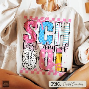 Coquette First Day of School PNG: Printable T-Shirt Design (Digital Download