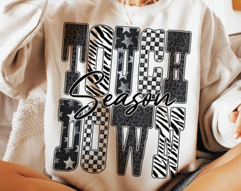 Touchdown Season PNG: Checkered Football Mom Design (Digital Download