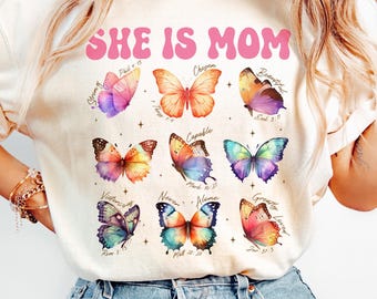 She Is Mom Butterfly PNG: Retro Christian Design (Digital Download)