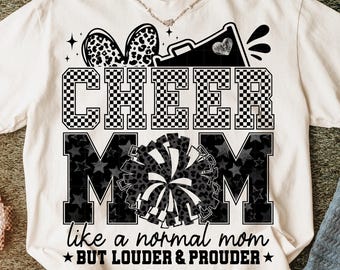 Retro Cheer Mom PNG: Checkered Game Day Shirt Design (Digital Download)
