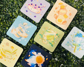 Kawaii Animal Art Prints Choose 4 Dessert & Food Theme Wall Art