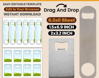 Bottle Opener Template Bundle: Credit Card & Stainless Steel, Canva Editable, Drag And Drop