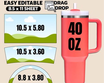 40 oz Tumbler Wrap Template | Canva Editable | Sublimation & Laser Ready
