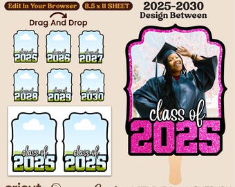 Graduation Paddle Fan Template: 2025-2030 Canva & SVG Designs (Digitaler Download