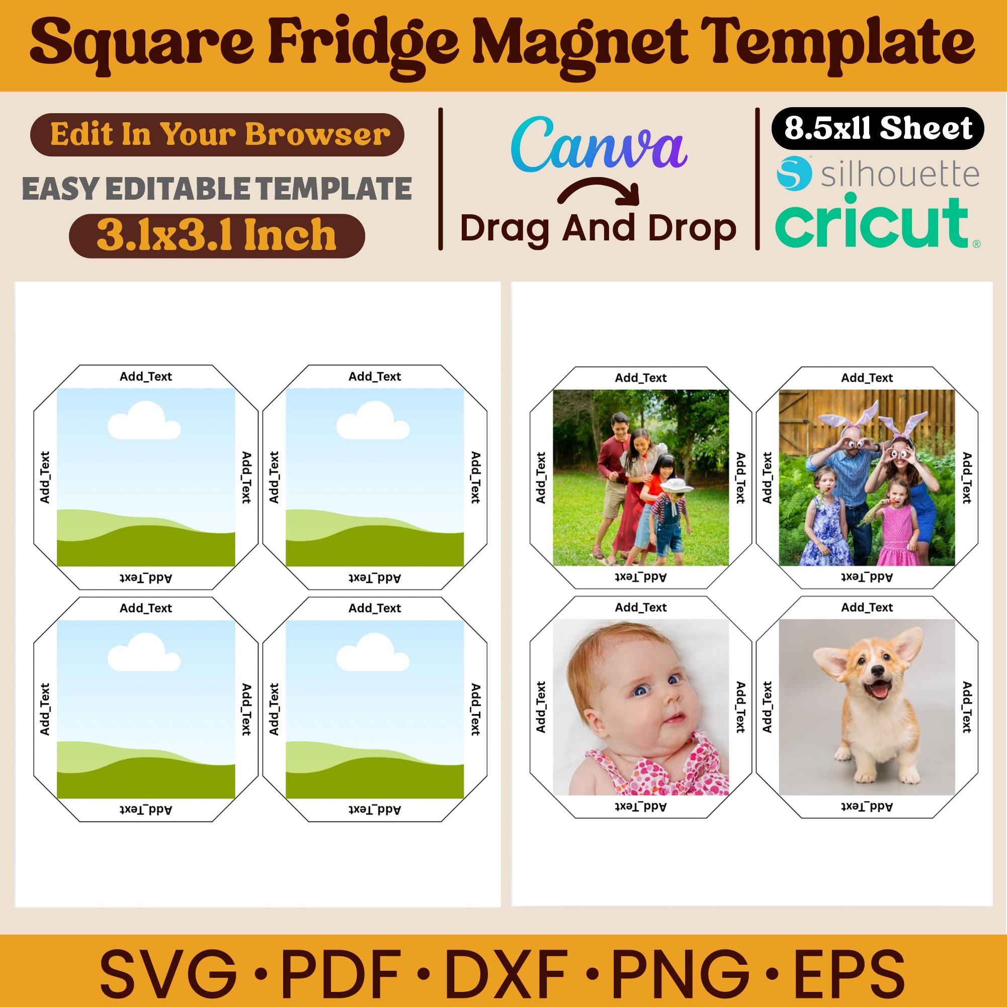 Editable Fridge Magnet Canva Template Pack: 5 DIY Designs (digital ...