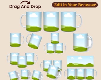 11 oz Coffee Mug Mockup Bundle: Canva Drag & Drop Template (Digital Download)