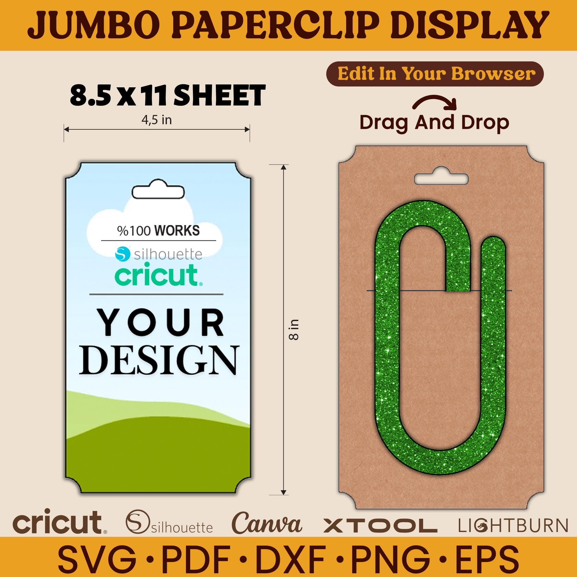 Jumbo Paperclip Display Card Template, Printable Display Card Template ...