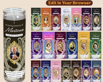 Editable Memorial Candle Label Template, Canva Photo Candle Sticker, Funeral & Celebration of Life Printable