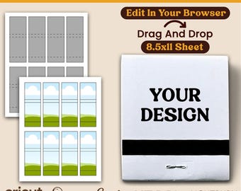 Matchbook Template Svg, Blank Matchbook Canva Template, Blank Match Box Label Template, Matchbook Template for Cricut Silhouette, 1.5x2