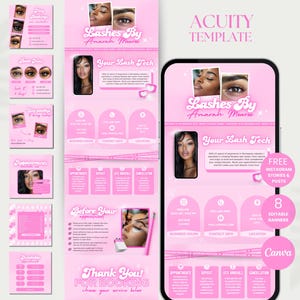Mall för schemaläggning av Lash Acuity Lash Acuity Pink bokningssajt Lash Tech schemaläggningssajt Lash Stylist Acuity DIY Canva Acuity-sajt Lash