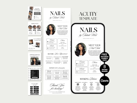 Nailtech Acuity Scheduling Template Nail Acuity Booking Site Schedule Nail Acuity Canva Nail Stylist Acuity Booking DIY Nail Scheduling Site