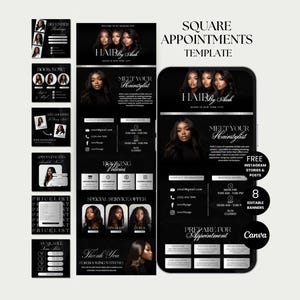 Modello di sito per prenotazione appuntamenti parrucchiere Square Sito web per parrucchieri Canva Prenota appuntamenti parrucchiere Banner per sito web parrucchiere Square Booking