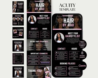Hairstylist Acuity Scheduling Template Hair Acuity Booking Site Schedule Hair Acuity Canva Hair Stylist Acuity Booking DIY Hair Scheduling