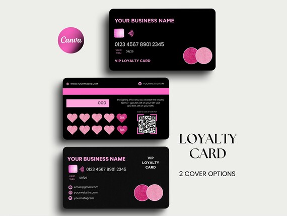Loyalty Card Beauty VIP Loyalty Card Templates Hair Loyalty Cards Lashes Beauty Loyalty Stamp Customer Reward Canva Beauty Loyalty Card Nail