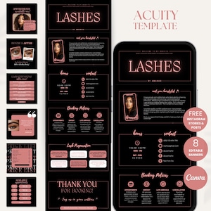 Plantilla de programación Acuity Sitio web de Lash Tech Acuity Plantilla Canva de Lash Tech Acuity Sitio web de Lash Acuity Plantilla de programación DIY de Lash Acuity