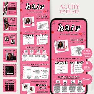 Hair Acuity Booking Site Hair Stylist Acuity Scheduling Template Hair Editable Acuity Website Template Hair Acuity DIY Hair Acuity Pink