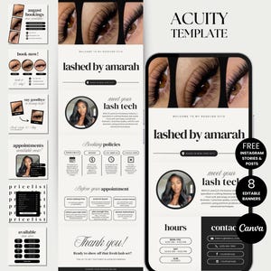 Lash Acuity Scheduling Website Lash Tech Acuity Template Lashes Booking Site Lashing Acuity Website Lash Schedule Acuity Canva Lash Stylist